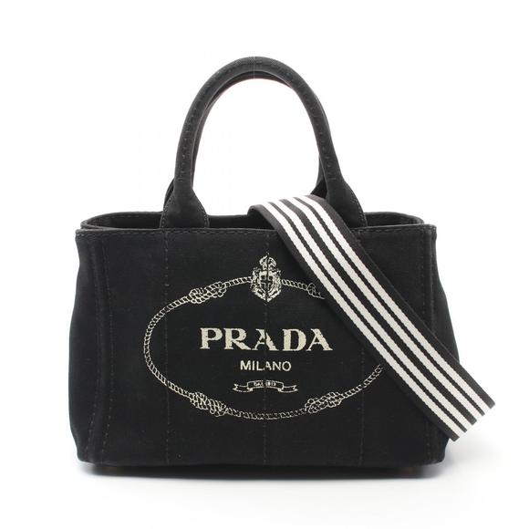 Prada Canvas Black Bag Tote Canapa - Picture 1 of 8